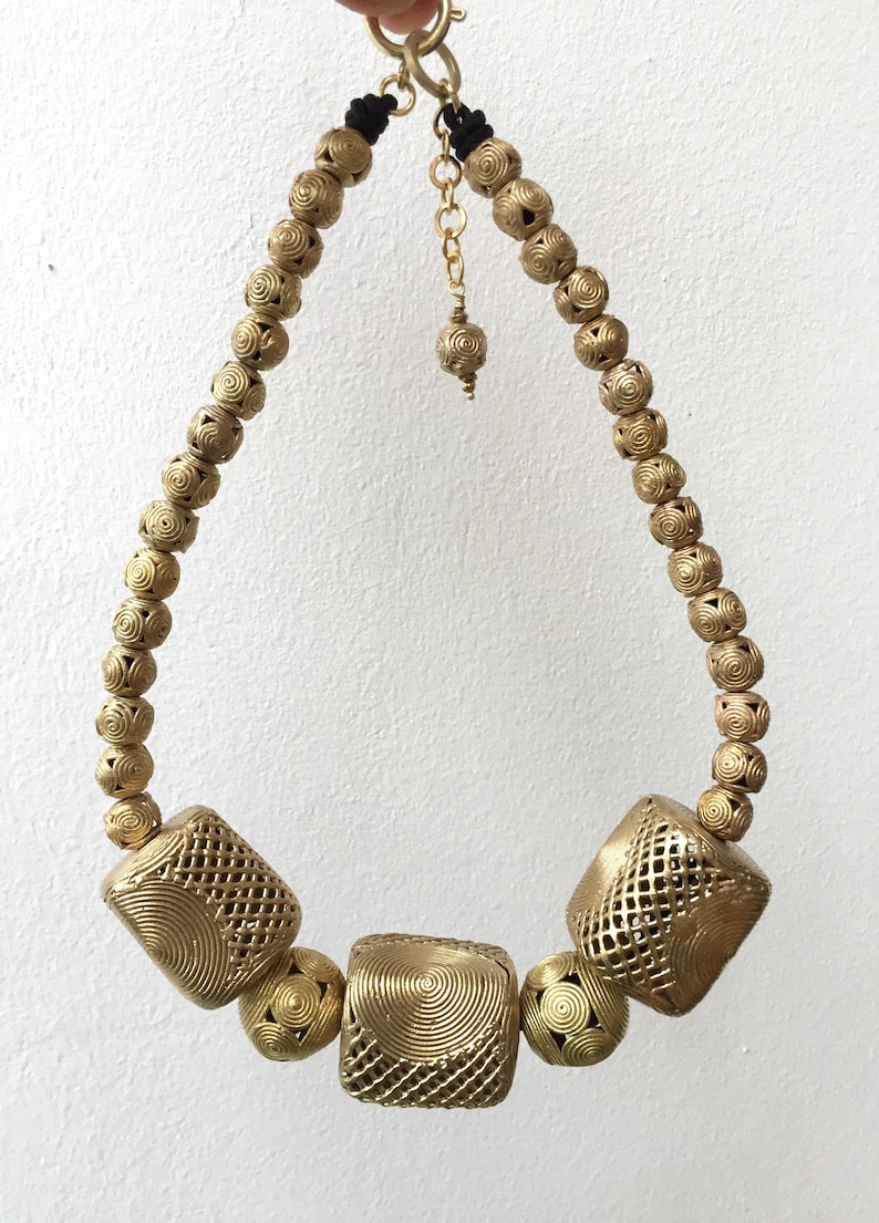 African Brass Bead Necklace 21 Inches Ashanti Brass Bead Etsy