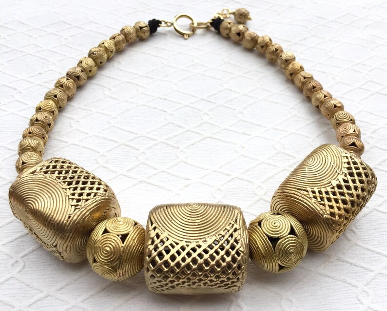 African Brass Bead Necklace 21 Inches Ashanti Brass Bead - Etsy
