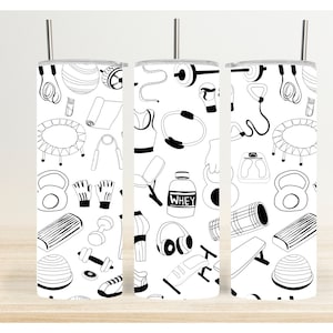 Gym Tumbler Wrap PNG, Workout Tumbler Wrap, Exercise Tumbler Wrap PNG - Skinny Tumbler Wrap Design Sublimation Digital Download - PNG