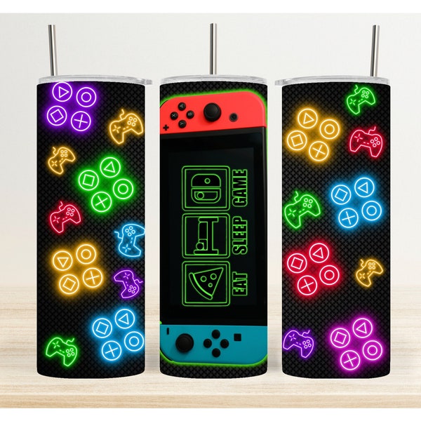 Gaming - Video Games - Skinny Tumbler Wrap Design Sublimation Digital Download - PNG - PDF