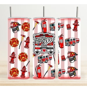 Daddy is my Hero Firefighter - Firefighter Skinny Tumbler Sublimation Digital Download - PNG