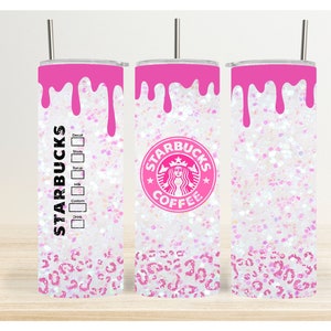 Pink Drips - Sparkly Skinny Tumbler Wrap Sublimation Digital Download Design - PNG - PDF