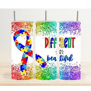 Autism Tumbler Wrap PNG, Different Is Beautiful Skinny Tumbler Wrap PNG, Autistic Tumbler Wrap PNG Digital Download Design Png