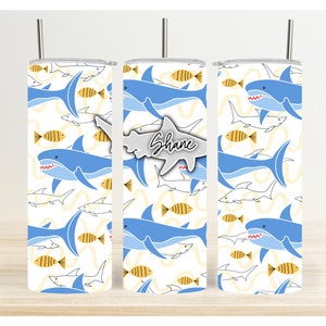 Unter dem Meer - Hai - Fügen Sie Ihren eigenen Namen - Skinny Tumbler Sublimation Digital Download Design - PNG