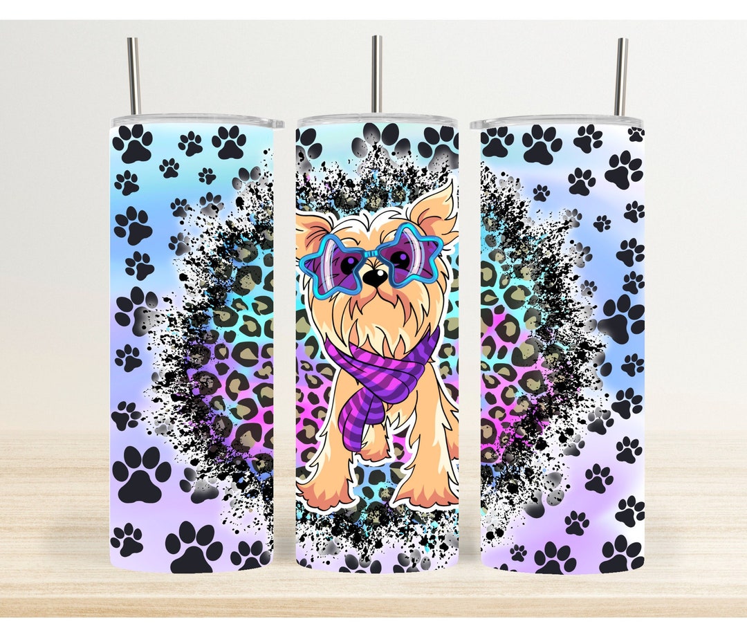 Yorkie Tumbler Wrap Yorkshire Terrier Skinny Tumbler Wrap Etsy