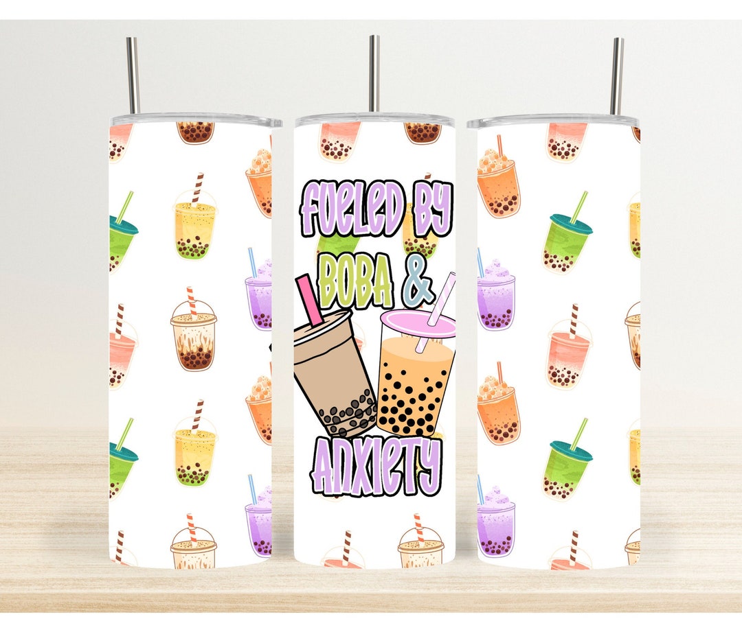 Boba Skinny Tumbler Wrap PNG, Boba PNG, Bubble Tea PNG, Fueled by ...