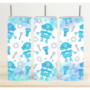Blue Robot - Skinny Tumbler Sublimation Digital Download Design - PNG