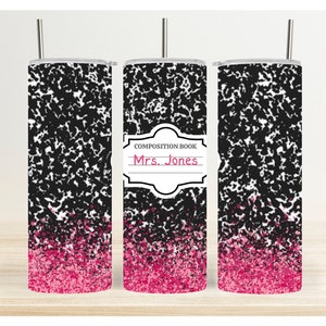 Teacher Composition Book - Add Your Own Name - Skinny Tumbler Sublimation Digital Download Design - PNG