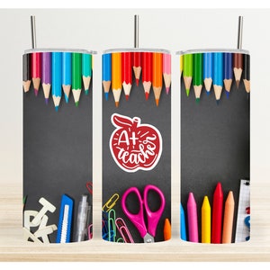A+ Teacher - Teacher Skinny Tumbler Sublimation Digital Download Design - PNG