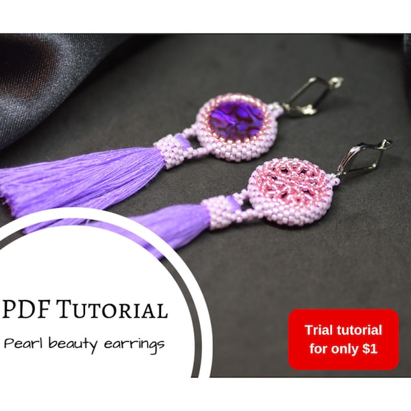 Seed bead earrings tutorial | DIY bead weaving earrings | Purple earrings PDF tutorial