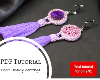 Seed bead earrings tutorial | DIY bead weaving earrings | Purple earrings PDF tutorial