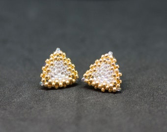 Tiny triangle earrings - Earrings for girl - Triangle studs - Handmade Small Earrings - Mother's Day Earrings