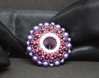 Brooch with Crystals - Purple brooch - Elegant pink brooch gift - Mother's Gift  - Passion Jewelry Accessory