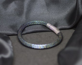 Thin Dark Bracelet - Seed Bead Bracelets - Beaded Bracelet - Everyday Bracelets - Christmas present