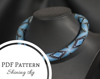 Crochet rope PDF Pattern - Crocheted necklace with Shining Sky pattern - Seed bead necklace