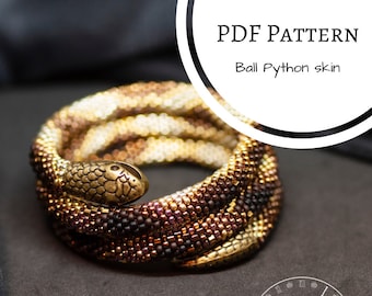 Ball Python skin PDF pattern - Crochet with seed beads - Crochet rope PDF Pattern - Bead Crochet pattern