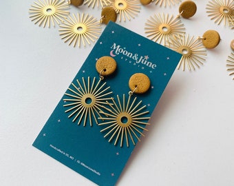 Brass Sun Clay Earrings