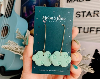 Minty Clouds | Clay Earrings