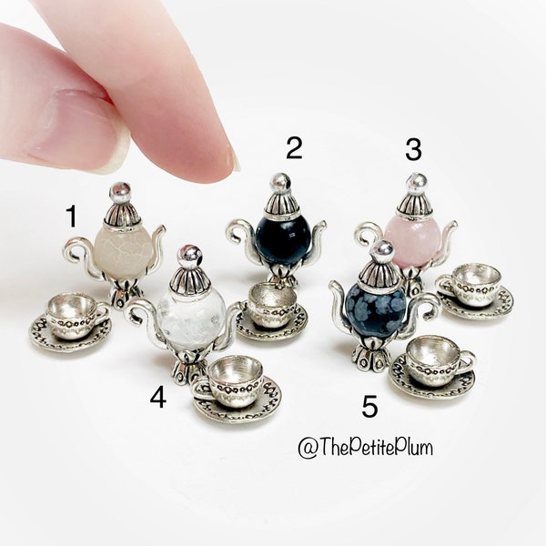 Miniature / tea / set / crystal / teapot / dollhouse / miniature food / miniatures / scale