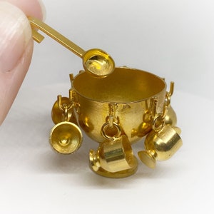 Miniature / brass / punch / bowl / cups / collectible / miniatures / vintage / antique / dollhouse / furniture / rare