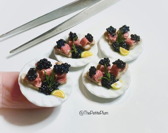 Miniature / caviar / salmon / appetizer / food / Hors d'oeuvres / miniatures / scale / handmade /