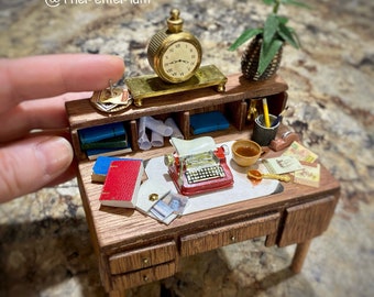 Miniature / desk / writers / work / books / furniture / dollhouse / miniatures / scale / decor / handmade