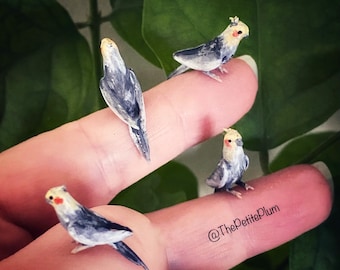 DIY / paint yourself / Miniature / pet / bird / birds / animal  / cockatiel / mini / dollhouse/ cockatoo / handmade / miniatures