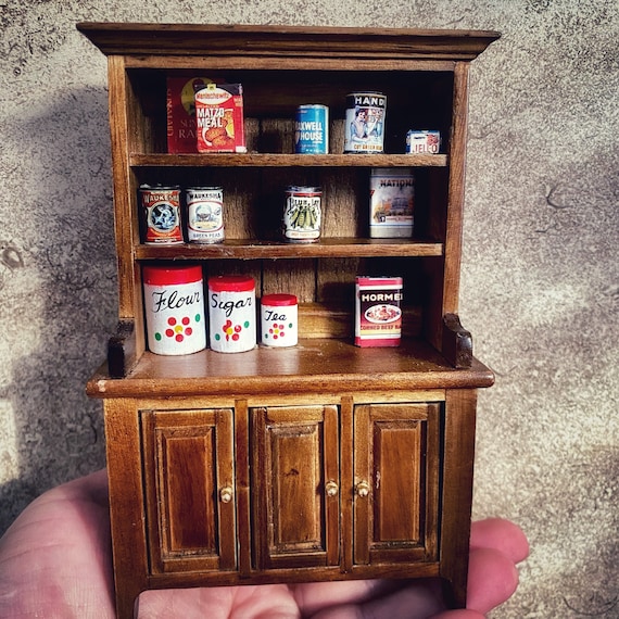 Miniature vintage pantry shelf food cupboard decor dollhouse  doll mini handmade miniatures furniture
