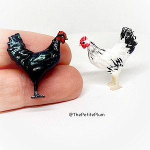 Miniature / rooster / bird / birds / animal  / hen / chicken / dollhouse/ farm / handmade / miniatures