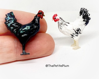 Miniature / rooster / bird / birds / animal  / hen / chicken / dollhouse/ farm / handmade / miniatures