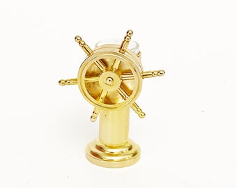 Miniature / brass / compass / ship / wheel / collectible / miniatures / vintage / antique / dollhouse / furniture / rare