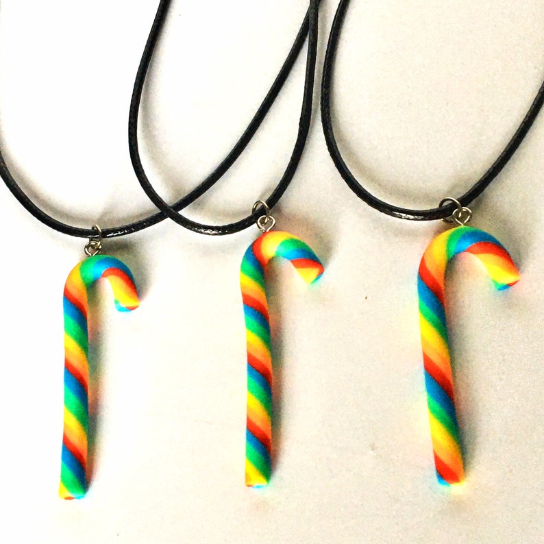 Candy cane charm necklace pendant jewelry jewellery kids gift girls
