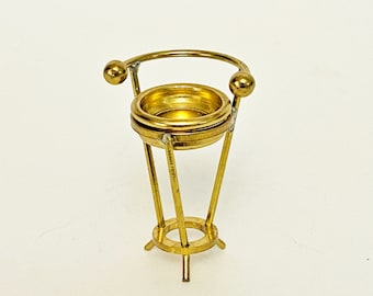 Miniature / brass / wash / basin / with stand / collectible / miniatures / vintage / antique / dollhouse / furniture / rare