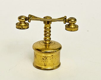 Miniature / brass / telephone / phone / collectible / miniatures / vintage / antique / dollhouse / furniture / rare