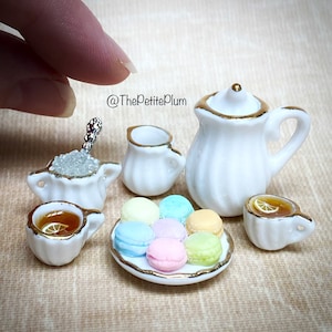 Miniature / macarons / tea  / bakery / cookies / dollhouse / miniature food / miniatures / scale