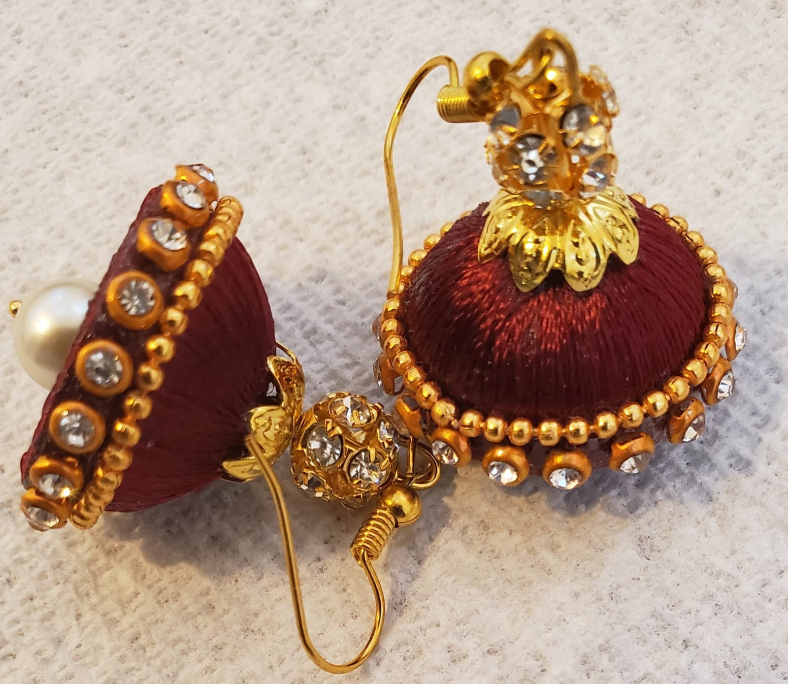 Silk thread hanging earrings deals