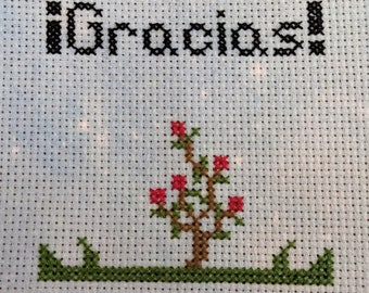 Gracias Rose Cross Stitch Pattern (PDF)