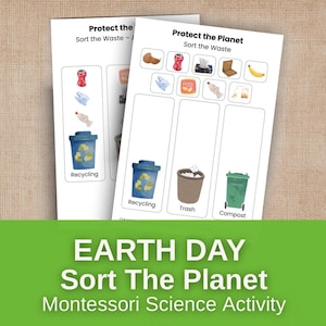 Recycling-Sortieraktivität zum Ausdrucken | Montessori Earth Day Wissenschaft | Müll Kompost Recycling Spiel | Lernen im Vorschulalter | Zweisprachiges PDF