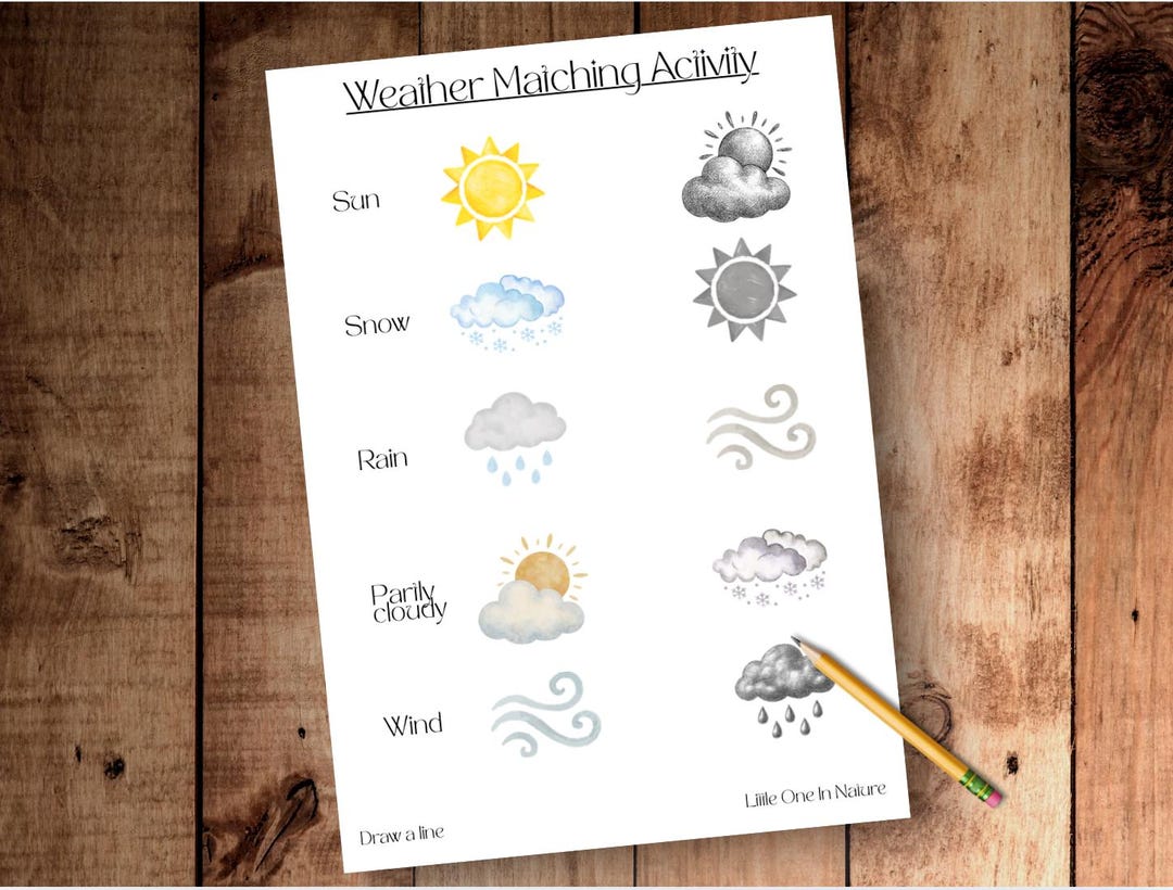 Weather Matching Worksheet – Bilingual Fine Motor Skills Activity (PDF ...