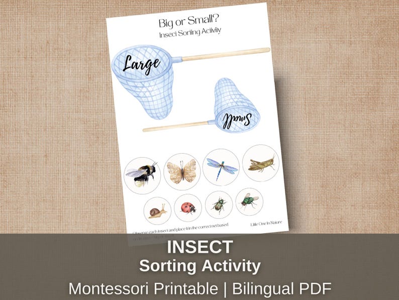 Montessori Insect Sorting Activity Printable – Big or Small Game ...
