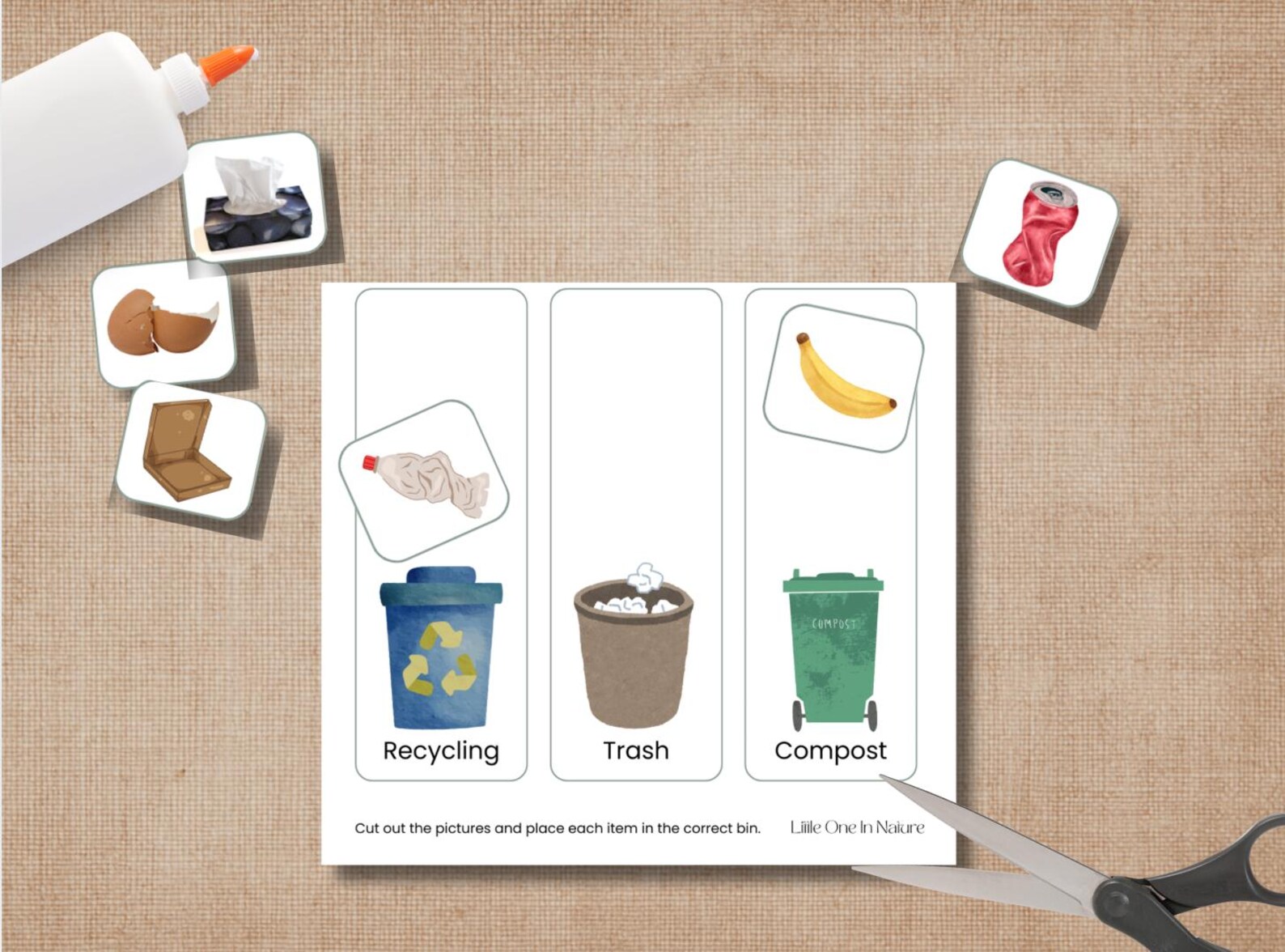 Recycle Sorting Activity Printable | Montessori Earth Day Science ...
