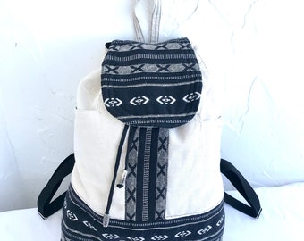 Boho backpack/Ethnic linen backpack/Hippie bag/Folk backpack/Bohemian rucksack/Woven canvas backpack