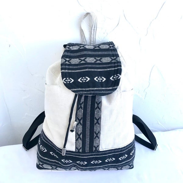 Boho backpack/Ethnic linen backpack/Hippie bag/Folk backpack/Bohemian rucksack/Woven canvas backpack