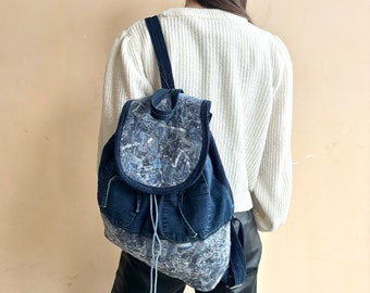 Denim patchworkrugzak/quiltrugzak/rugzak gerecyclede jeans/Crazy patchworktas/milieuvriendelijke rugzak/vintage jeansrugzak