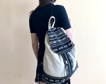 Boho backpack/Ethnic linen backpack/Hippie bag/Folk backpack/Bohemian rucksack/Woven canvas backpack