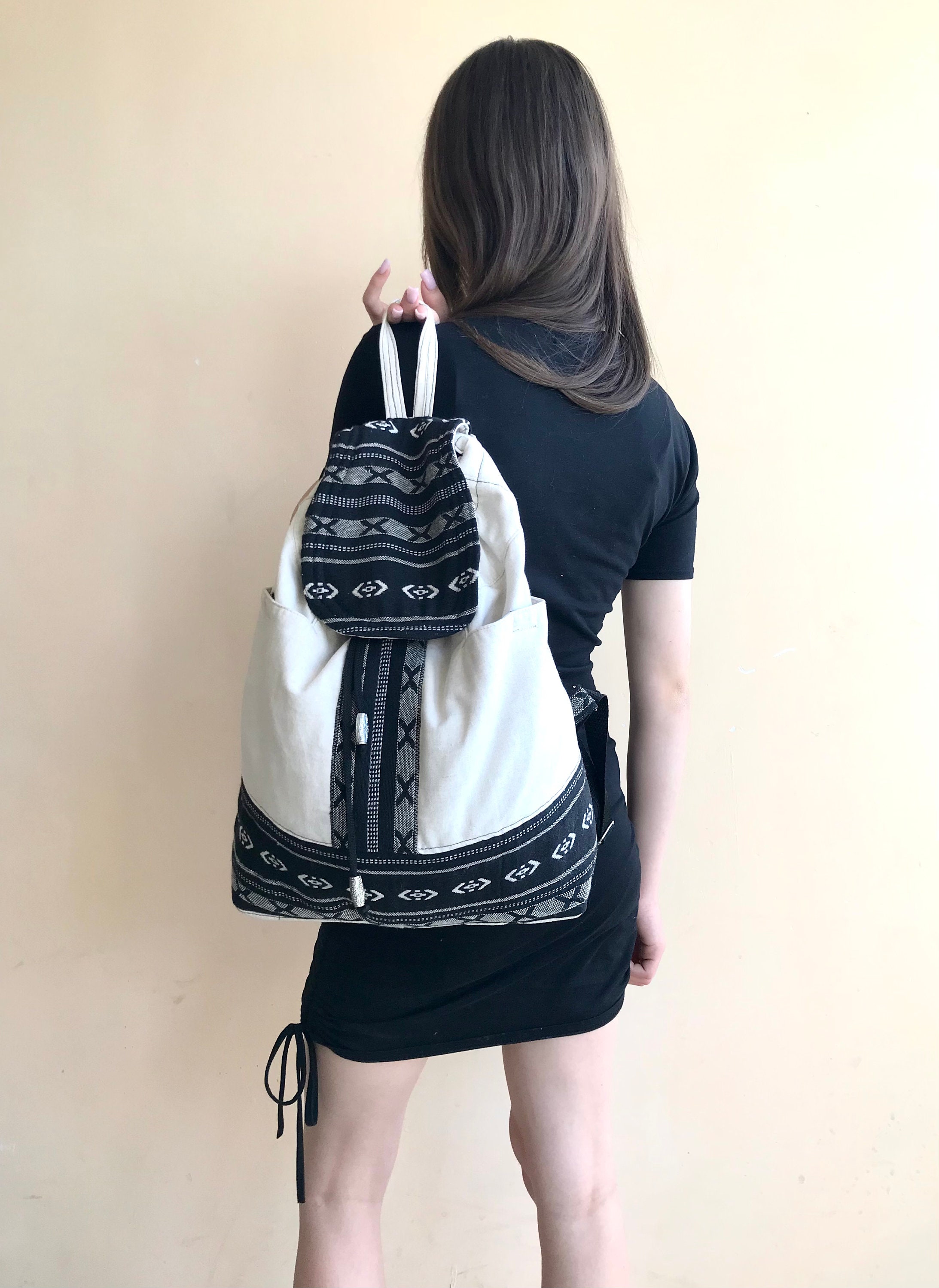 Boho Backpack/ethnic Linen Backpack/hippie Bag/folk Backpack 