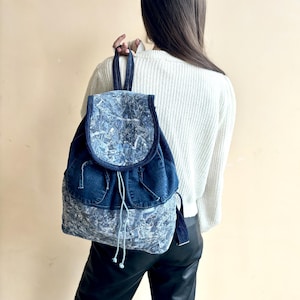 Upcycled denim patchwork backpack/Recycled jeans rucksack/Crazy patchwork bag/Eco friendly backpack/Vintage jeans backpack