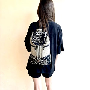 Hemp boho backpack/Burlap ethnic backpack/Western rucksack/Quilted canvas backpack/African backpack/Hipster rucksack