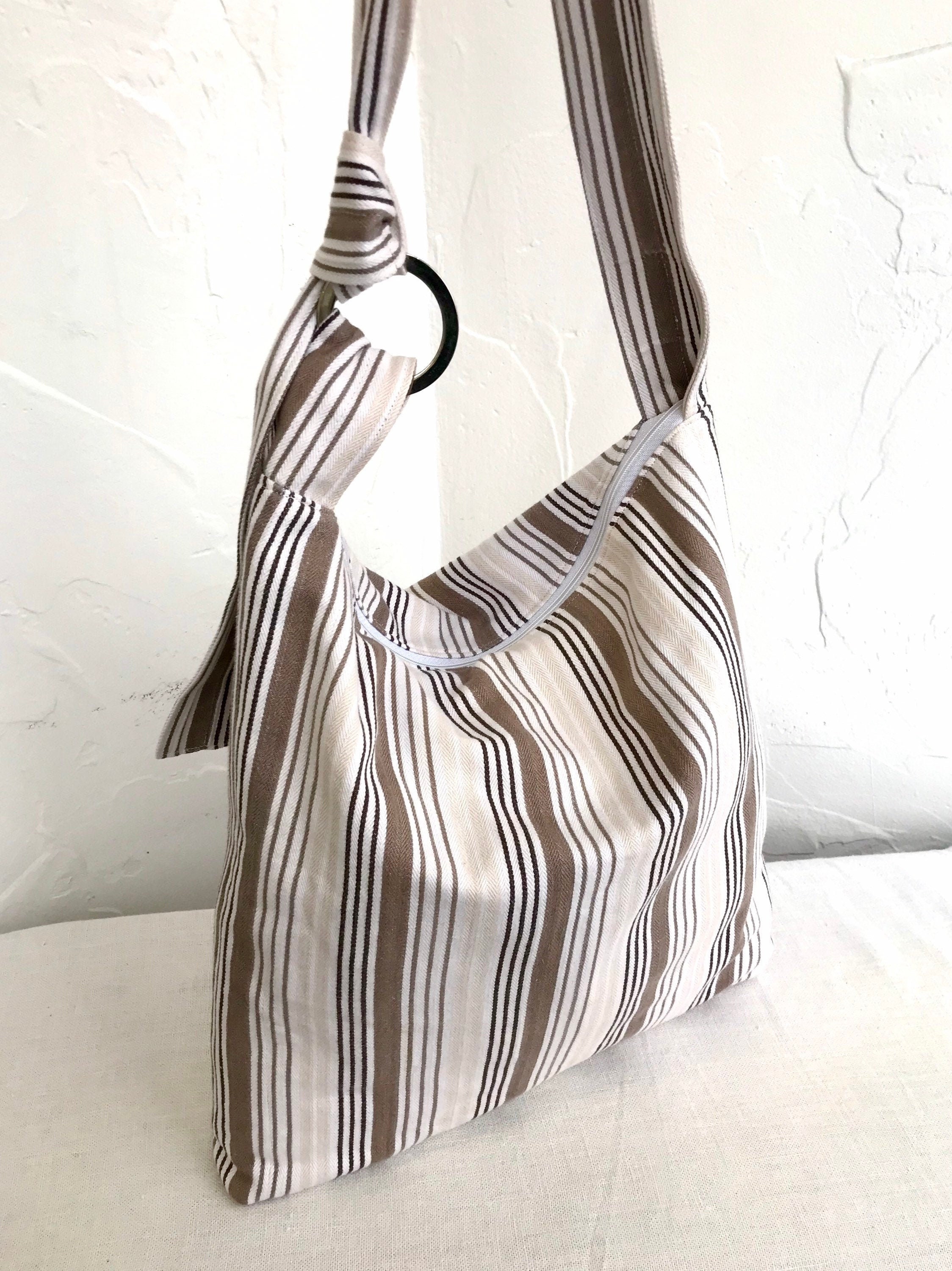 Large Boho Sling Bag/Striped Canvas tote bag/Linen Crossbody Etsy