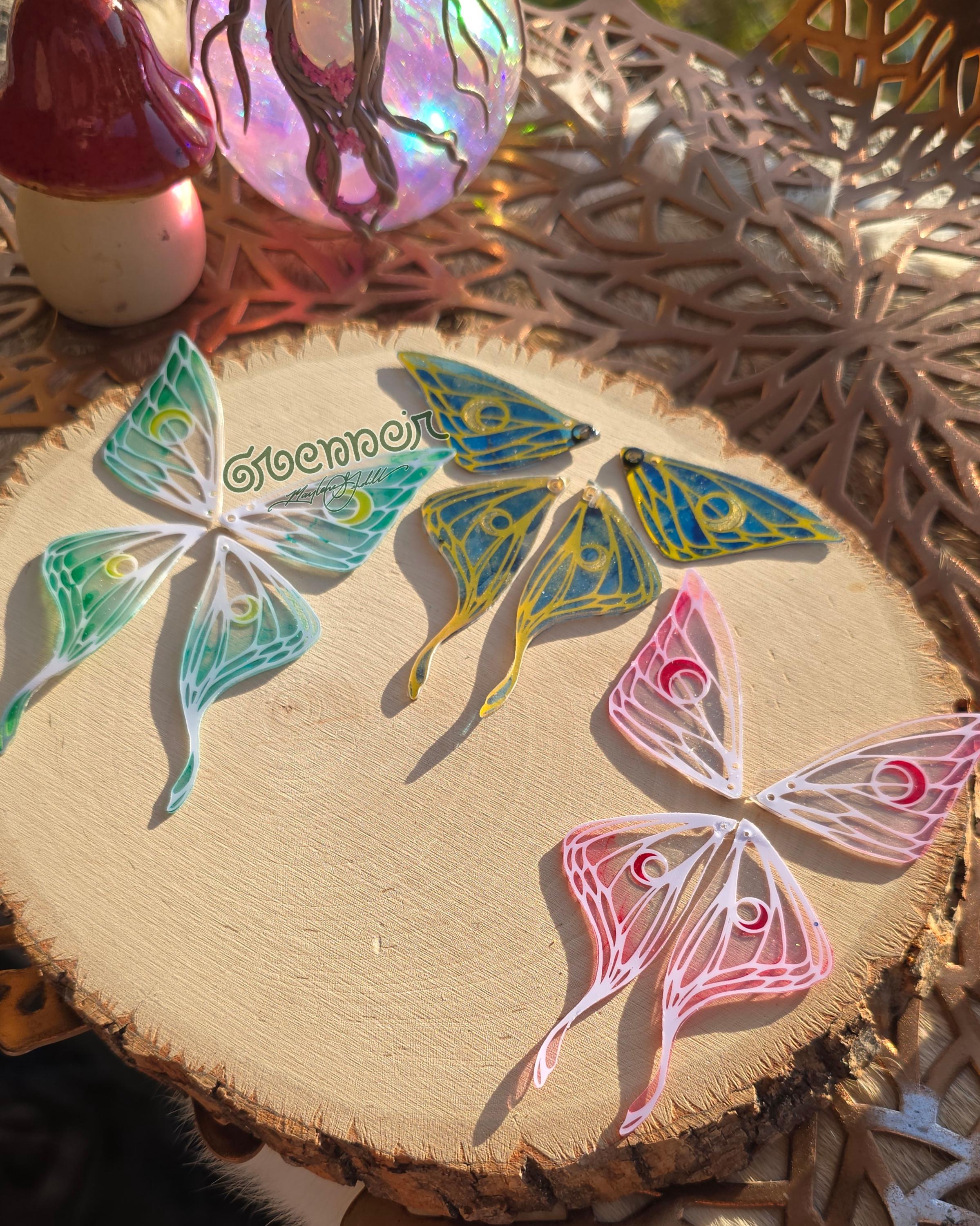 1 Pair Randomized *Imperfect* strawberry moon, green Luna moth, and lunar eclipse fairy wings for arts and crafts
